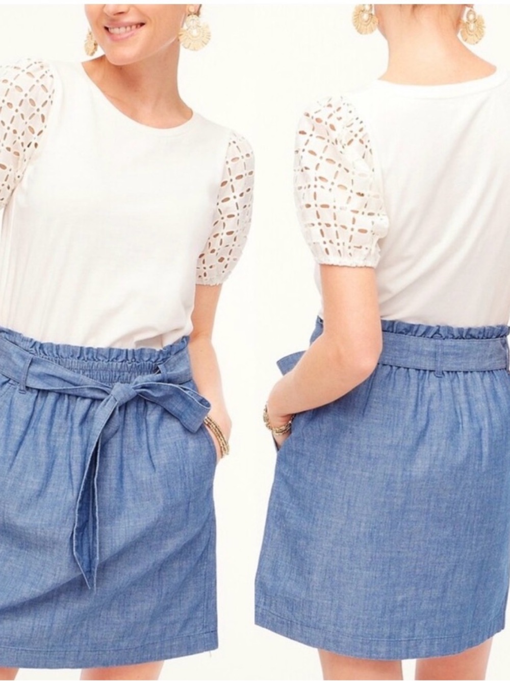 J. Crew Chambray Paper-bag Mini Skirt, Like New, Excellent Condition
